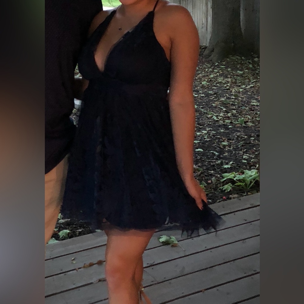 Luxxel Elegant Navy Lace Dress